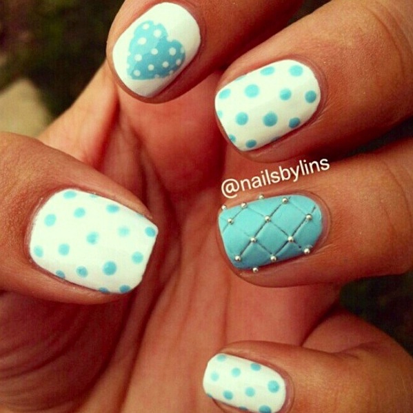 Light Blue and White Nail Design