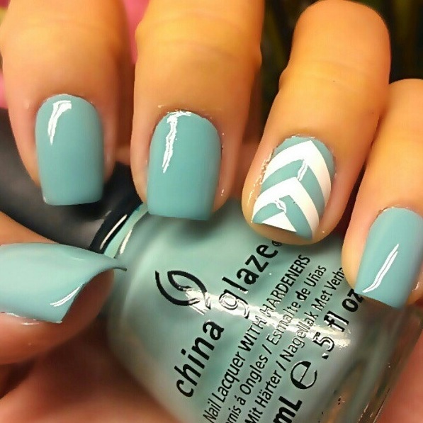 Light Blue and White Nail Design