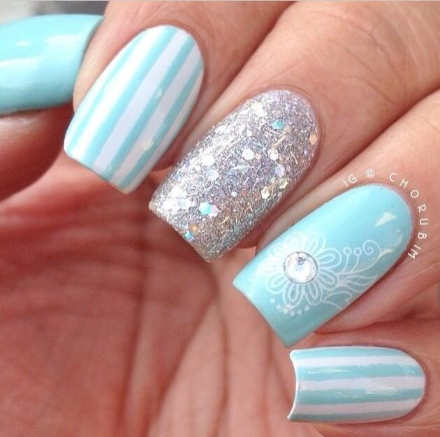 Light Blue Nail Art