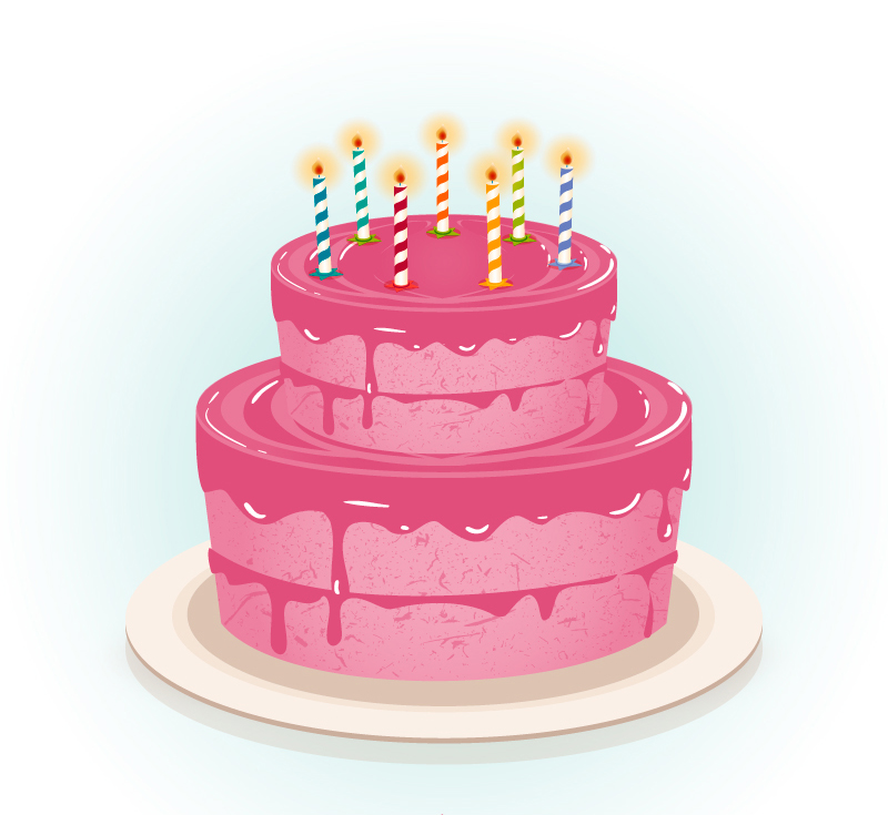 Pink Birthday Cake Vector