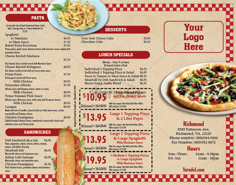 Pizza Restaurant Menu Design