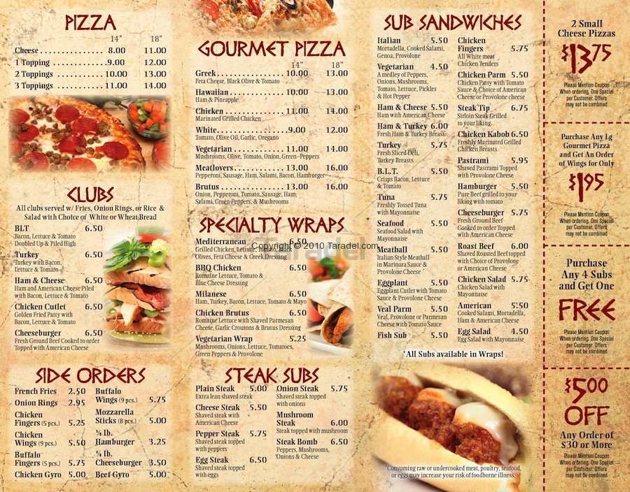 Pizza Restaurant Menu Templates