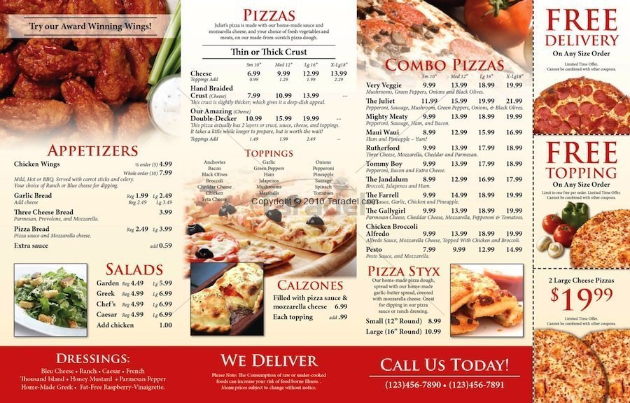 Pizza Restaurant Menu Templates