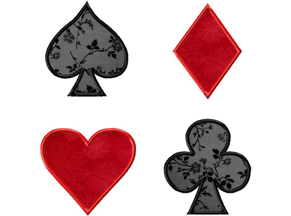 Playing Card Suits Applique Four Pack Playing Card Suits Applique Four Pack