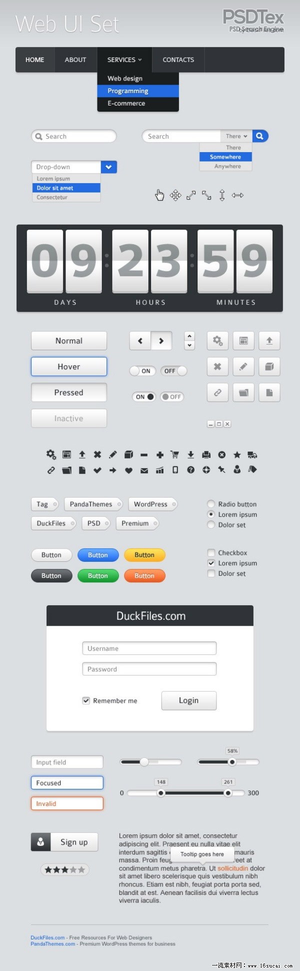 PSD UI Web Design Elements PSD UI Web Design Elements