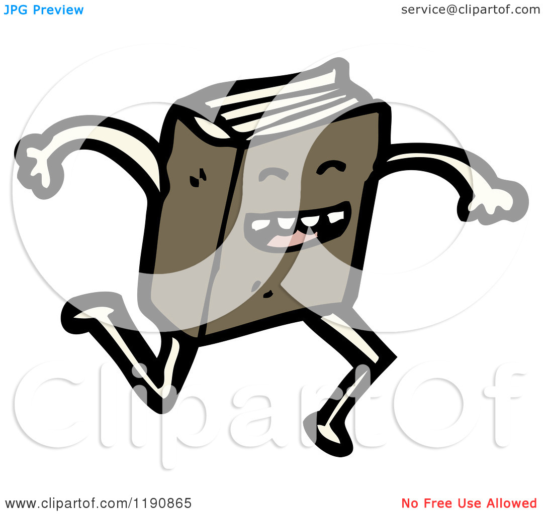 Running with Book Cartoon