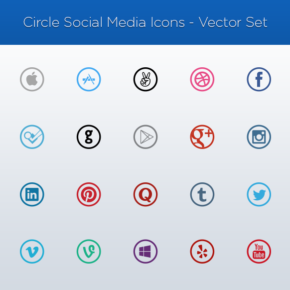 Social Media Icons Circle Vector