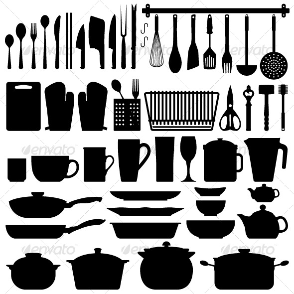 Vector Kitchen Utensils Silhouette