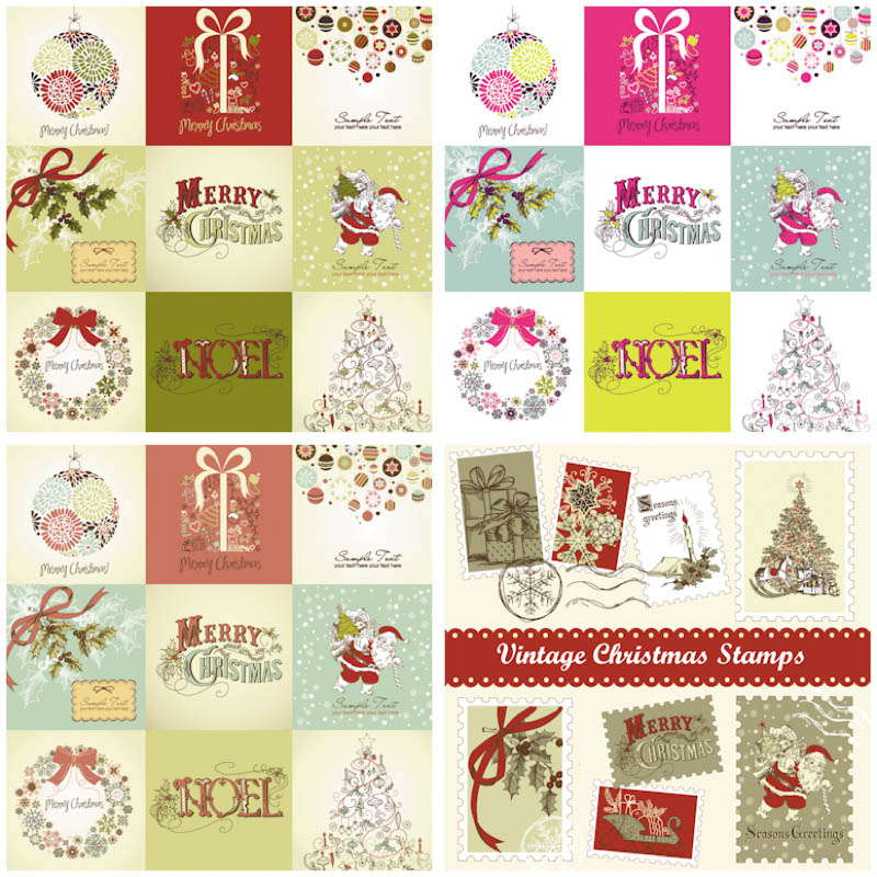 Vintage Christmas Card Vector