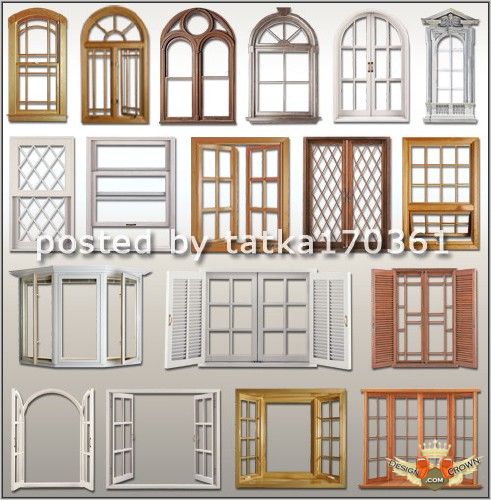 12 Wooden House Windows PSD Images