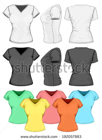 Women's V-Neck T-Shirt Template