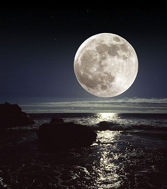 14 PSD Full Moon Over Ocean Images