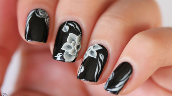 Black Acrylic Nail Art