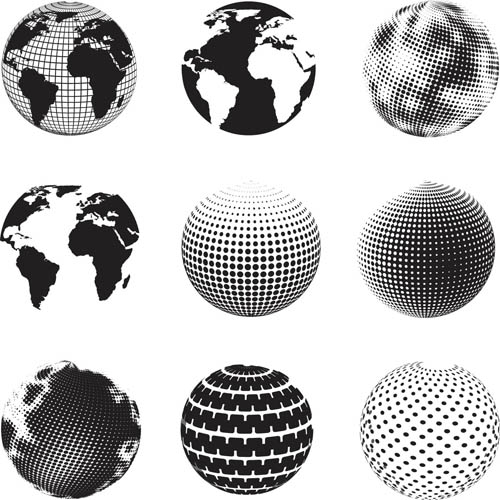 Black and White Globe Icon Vector