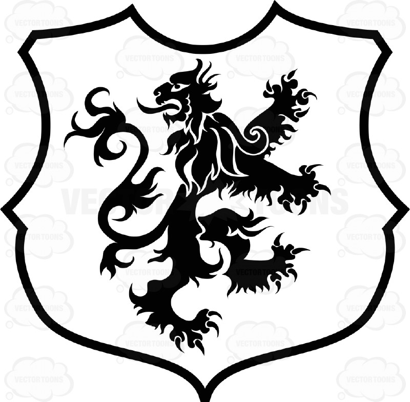 Black and White Lion Coat of Arms Shield