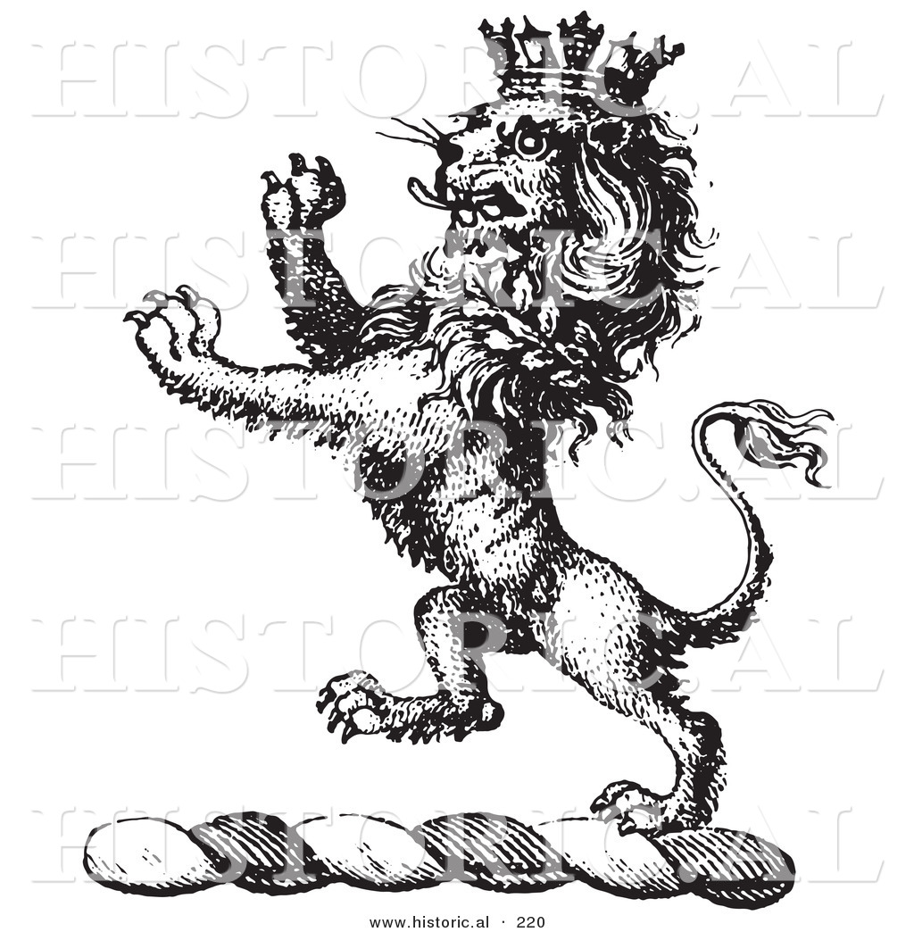 Black and White Lion with Crown