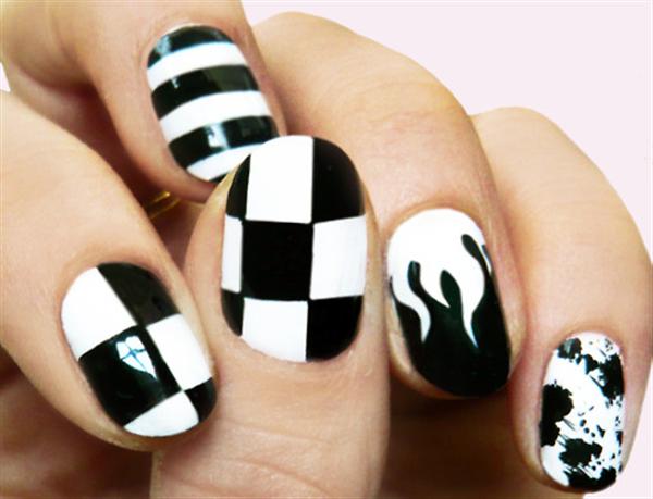 Black and White Nail Art Design