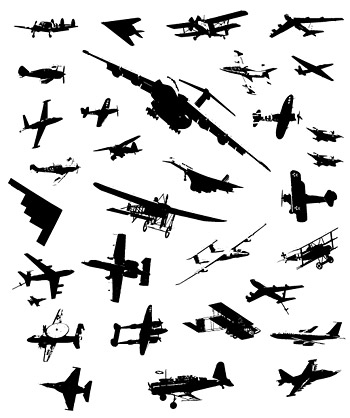 Black and White Vector Art Fighter Jet Aircraft