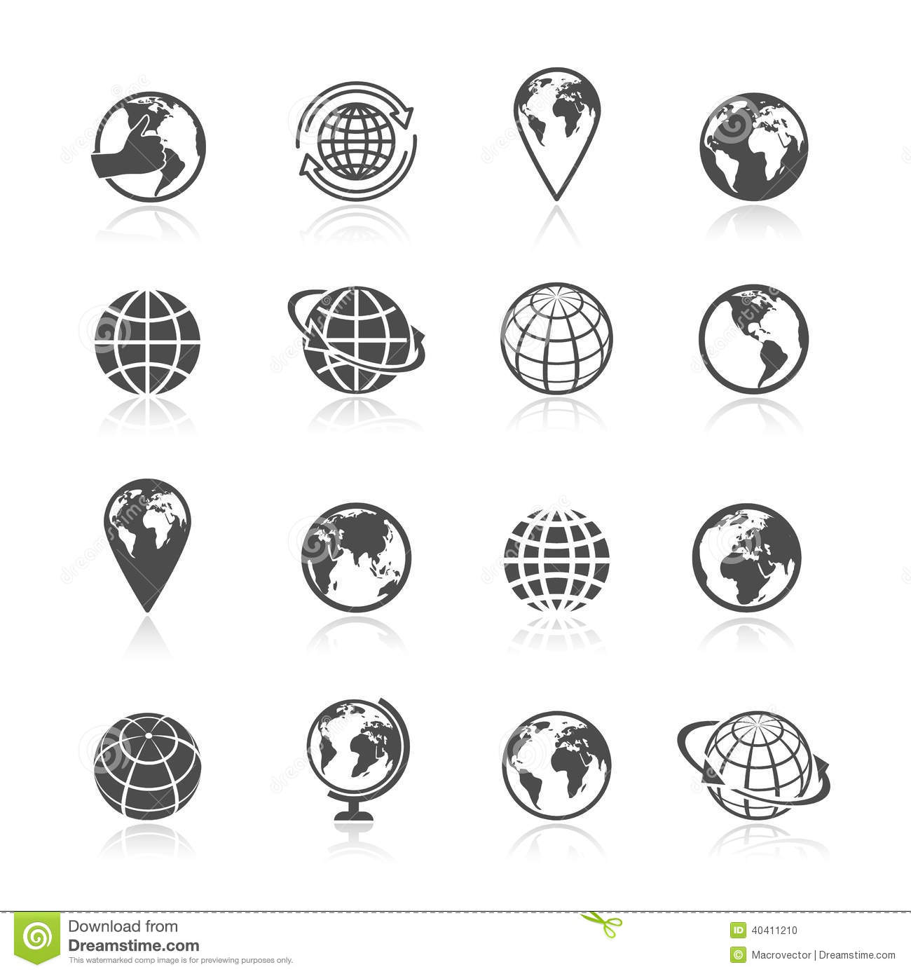 Black and White World Globe Icon Black and White World Globe Icon