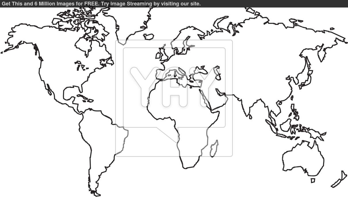 Black and White World Map Outline