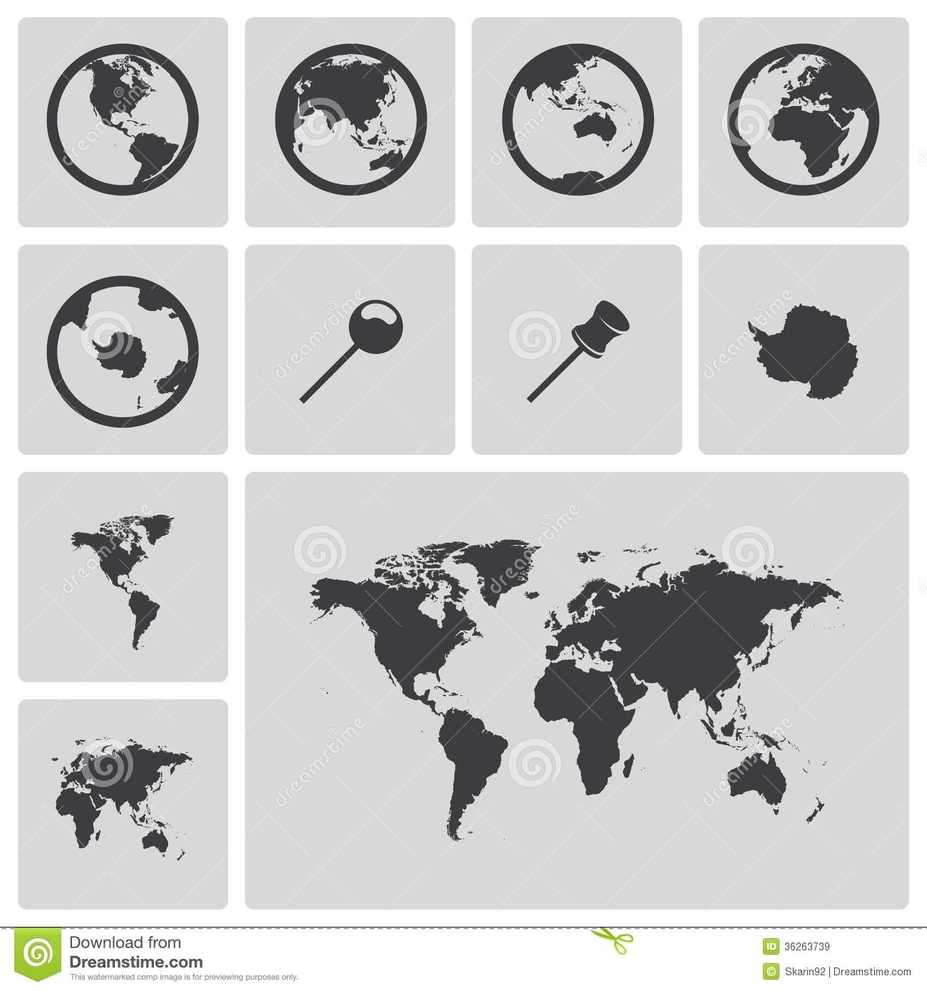 Black and White World Map Vector