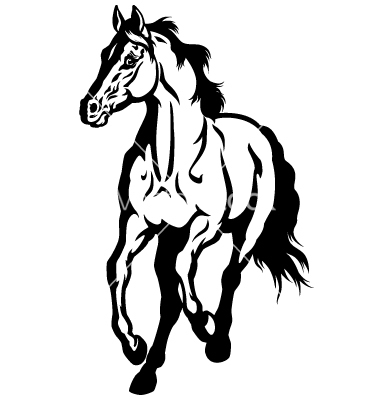 Black Horse Running Vector Art