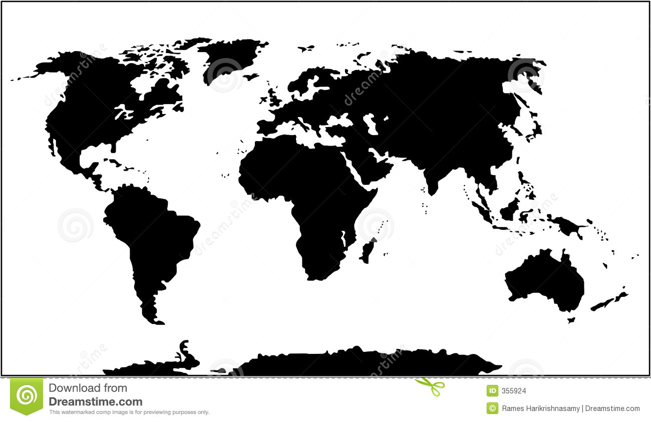 Black White World Map Vector