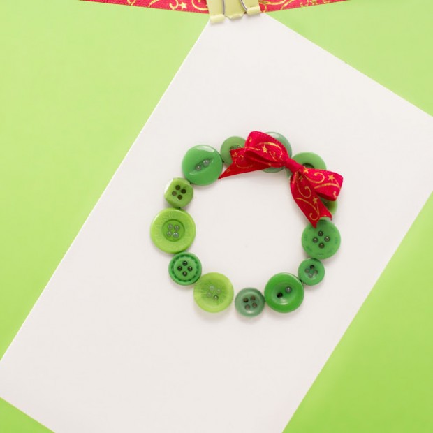 Button Wreath Christmas Card