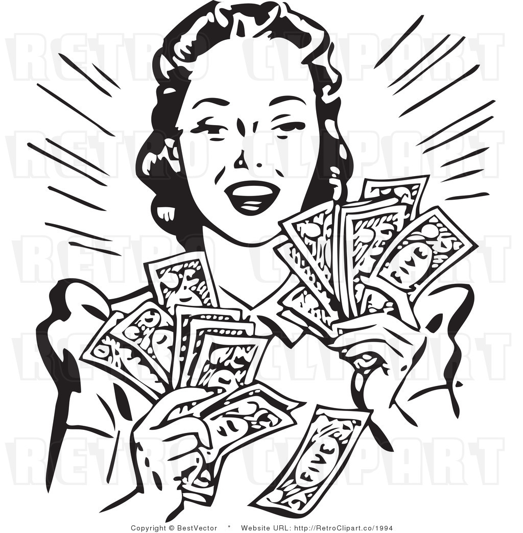 Cash Clip Art Black and White