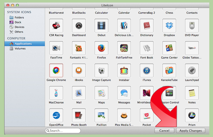 change mac desktop icons