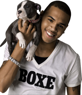 Chris Brown with a Puppy