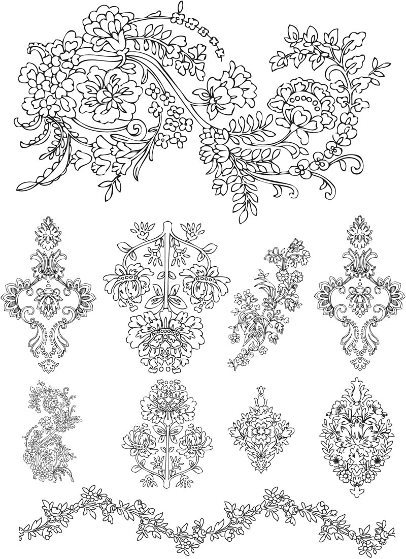 Decorative Floral Elements Vector Free