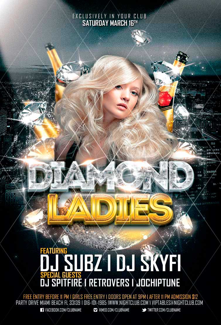 Diamonds Club Flyer Background Templates