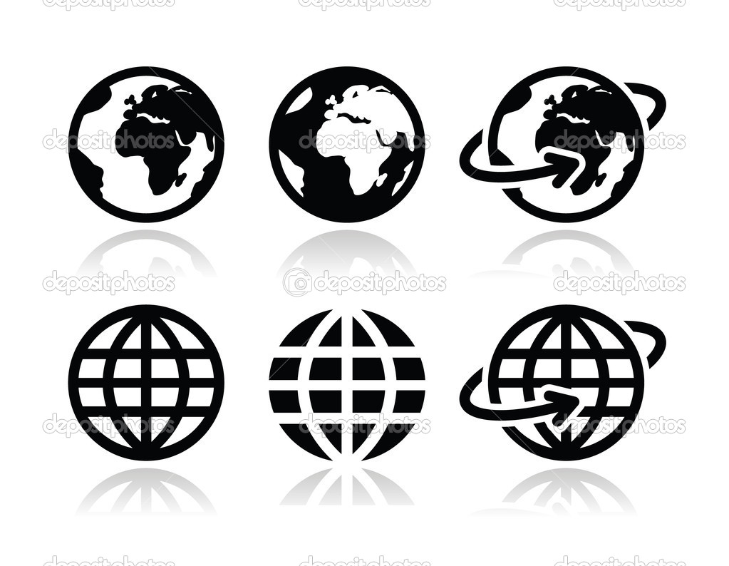 Earth Black and White Vector Icons