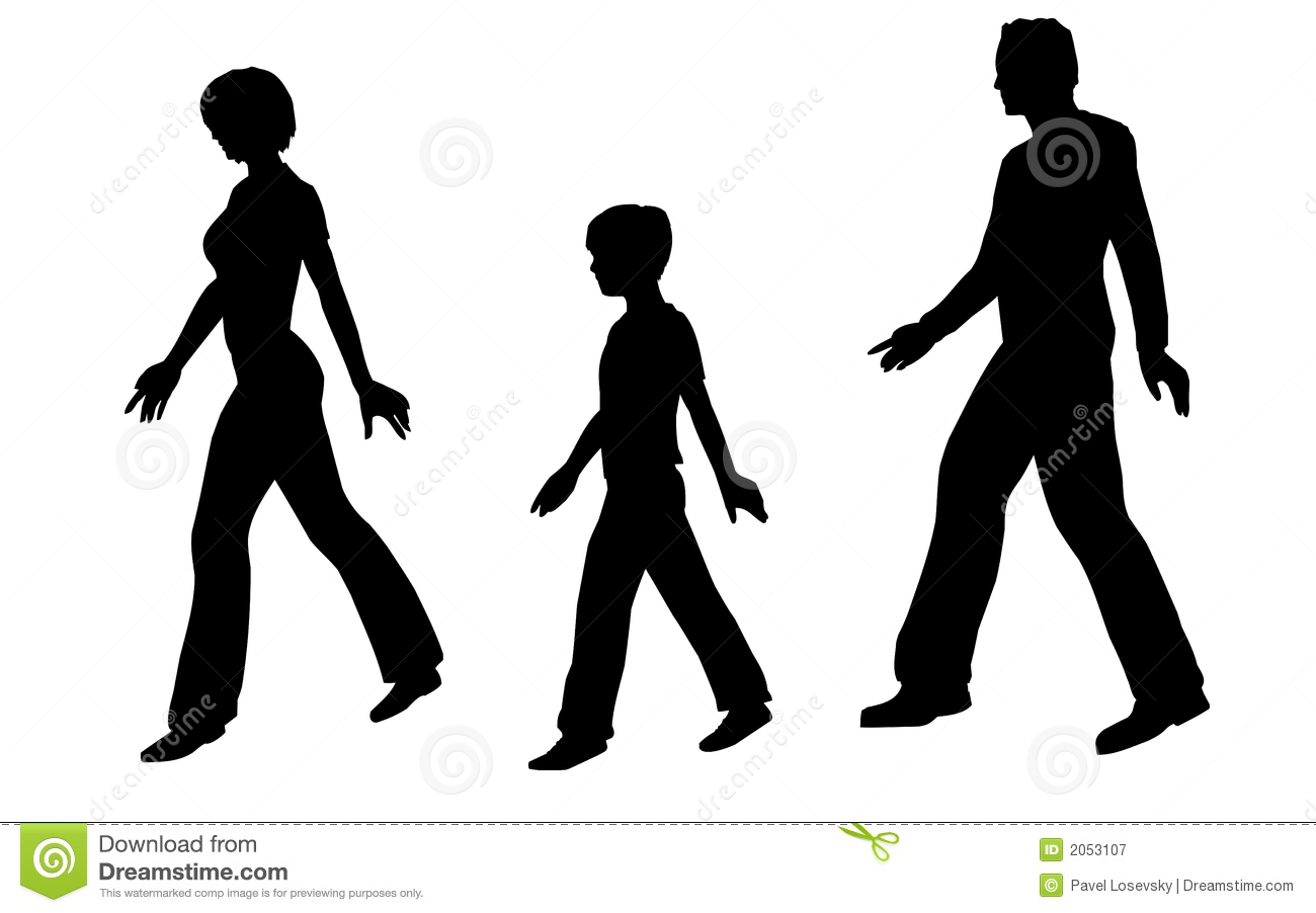 Family Walking Silhouette