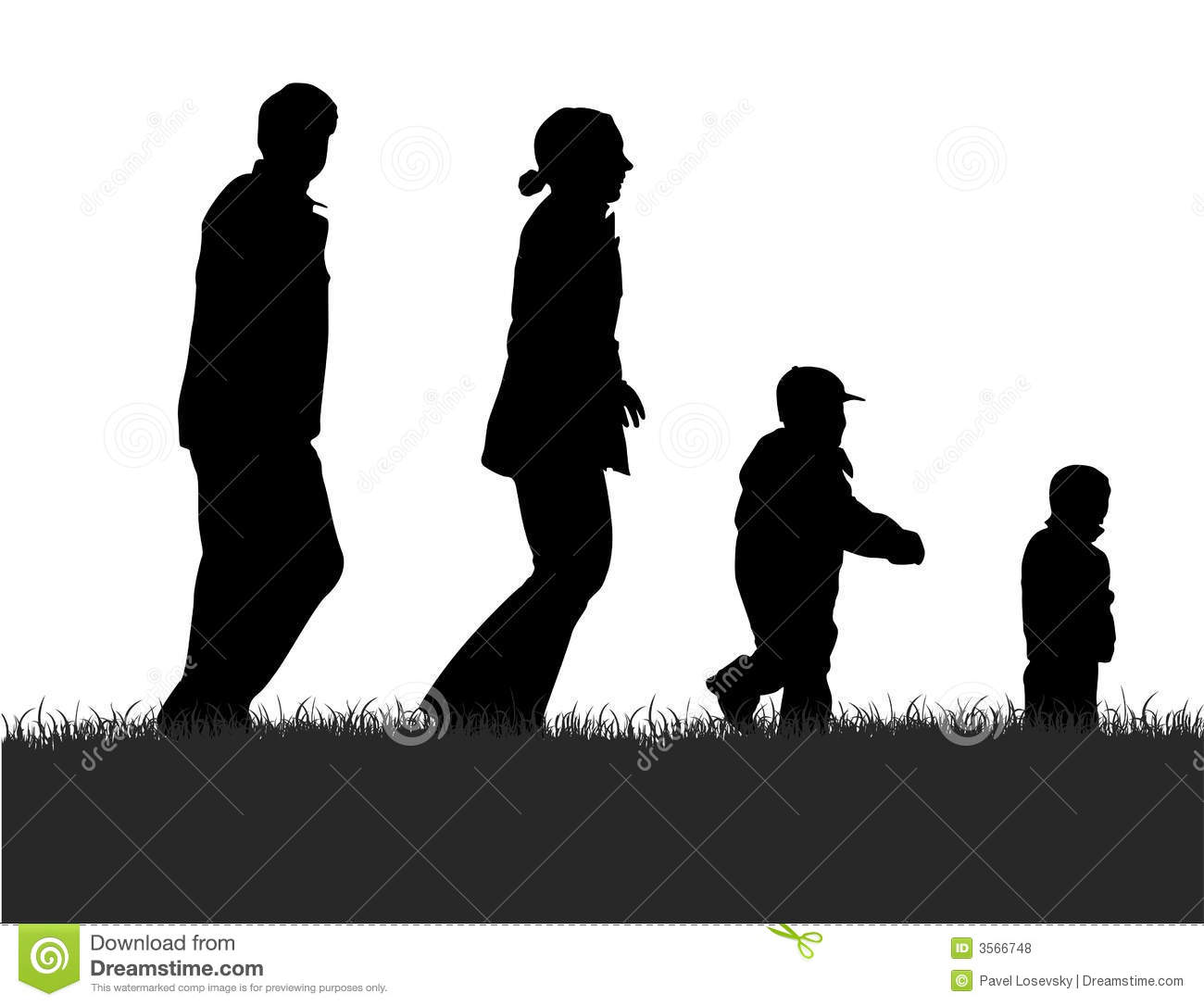 Family Walking Silhouette