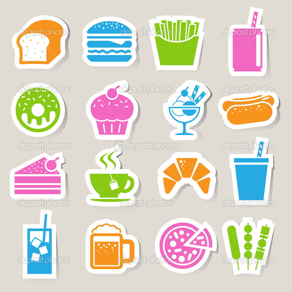 Fast Food Icons Set Stickers