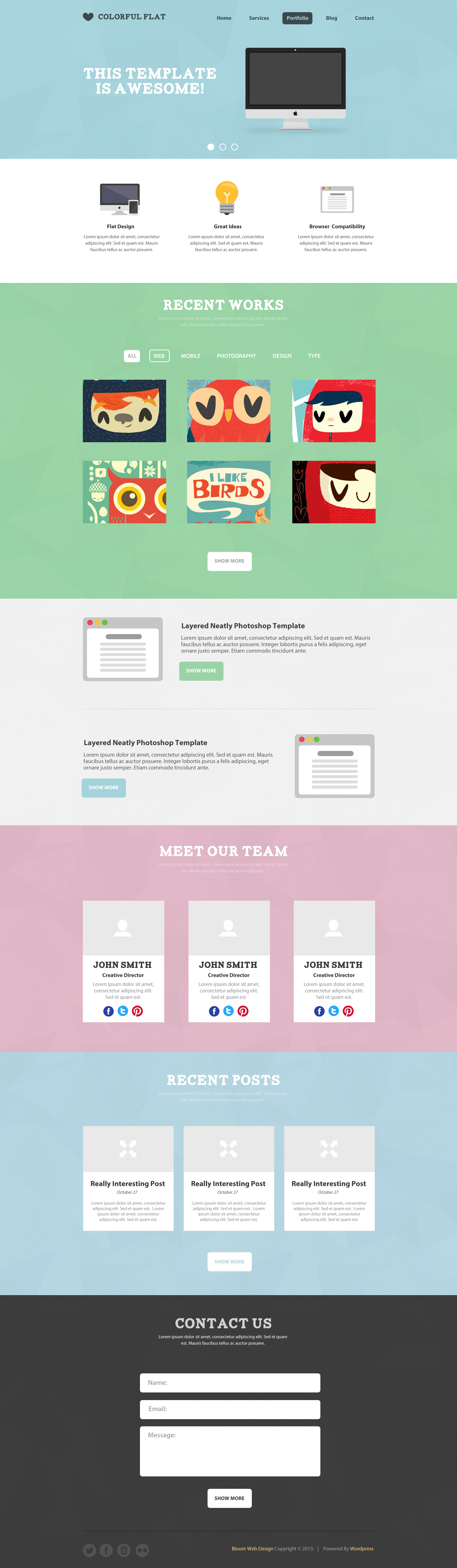 Flat One Page Website Templates Free
