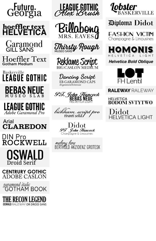 Font Pairing Cheat Sheet