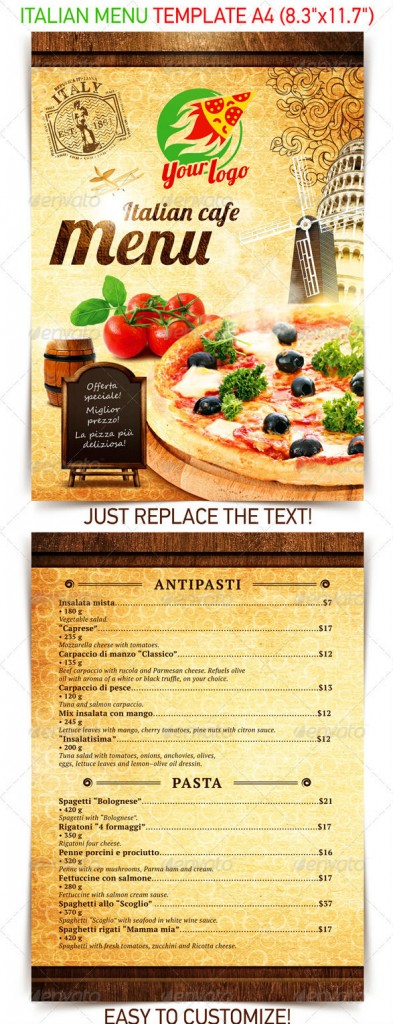 Italian Menu Template Italian Menu Template