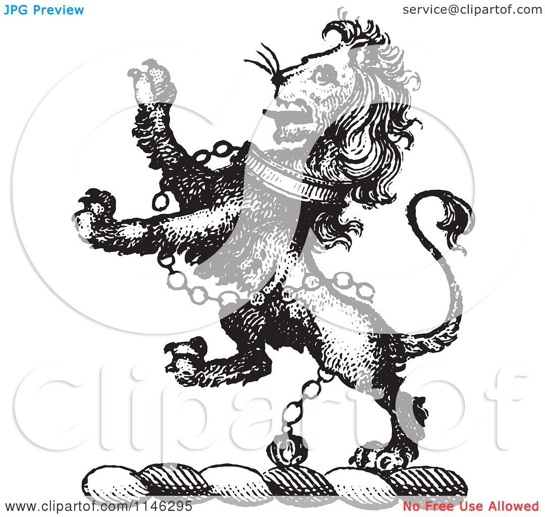 Lion Crest Clip Art Black and White