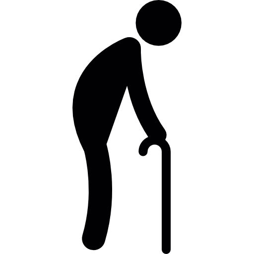 Old Man Walking with Crutches