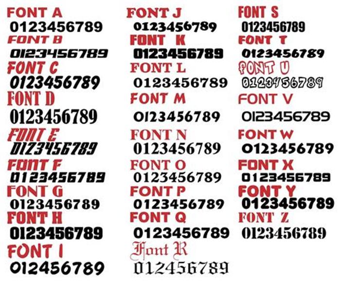 Plate Number Font Styles