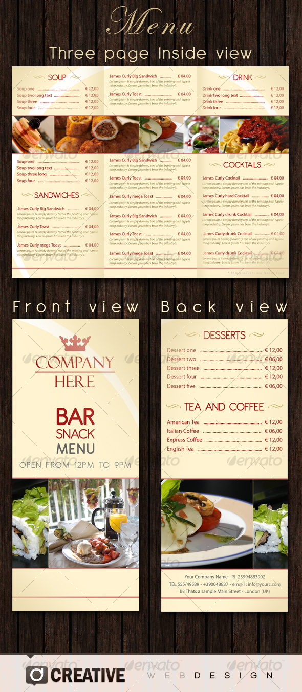 Restaurant Bar Menu Template