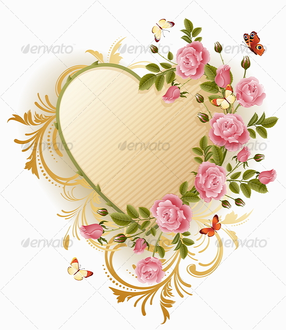 Roses and Hearts Border