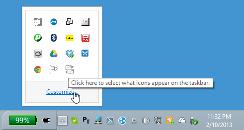 Show Hidden Icons in System Tray