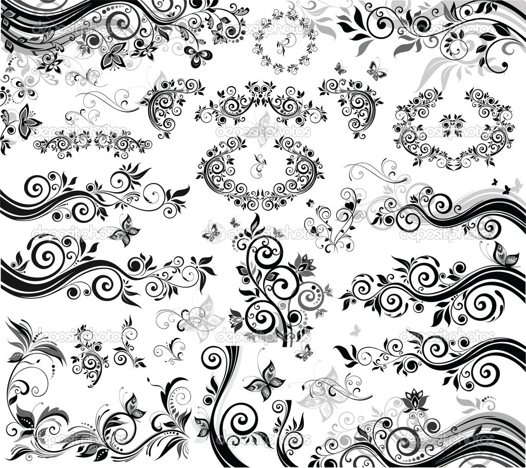 Vintage Black and White Flower Design