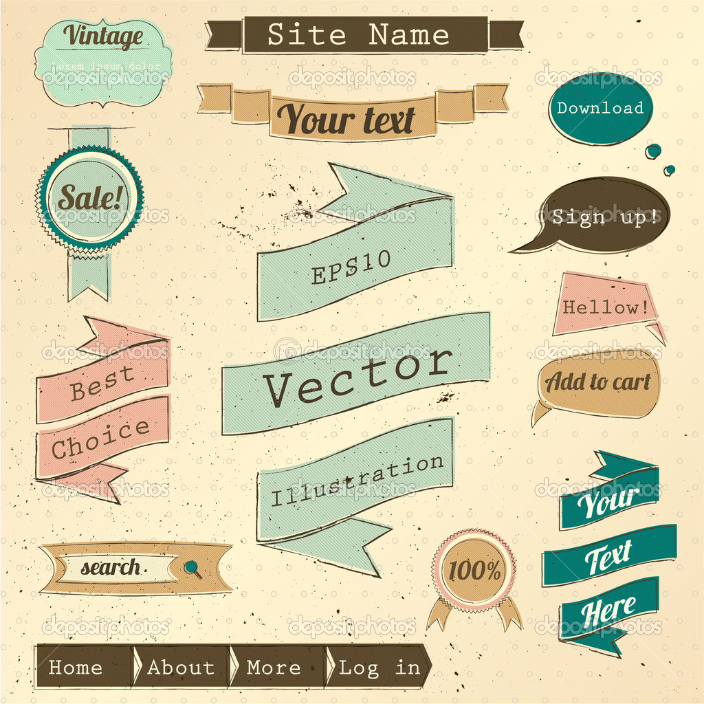 15 Free Vintage Website Elements Design Images