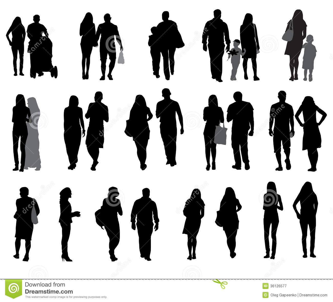 Walking People Silhouette Vector