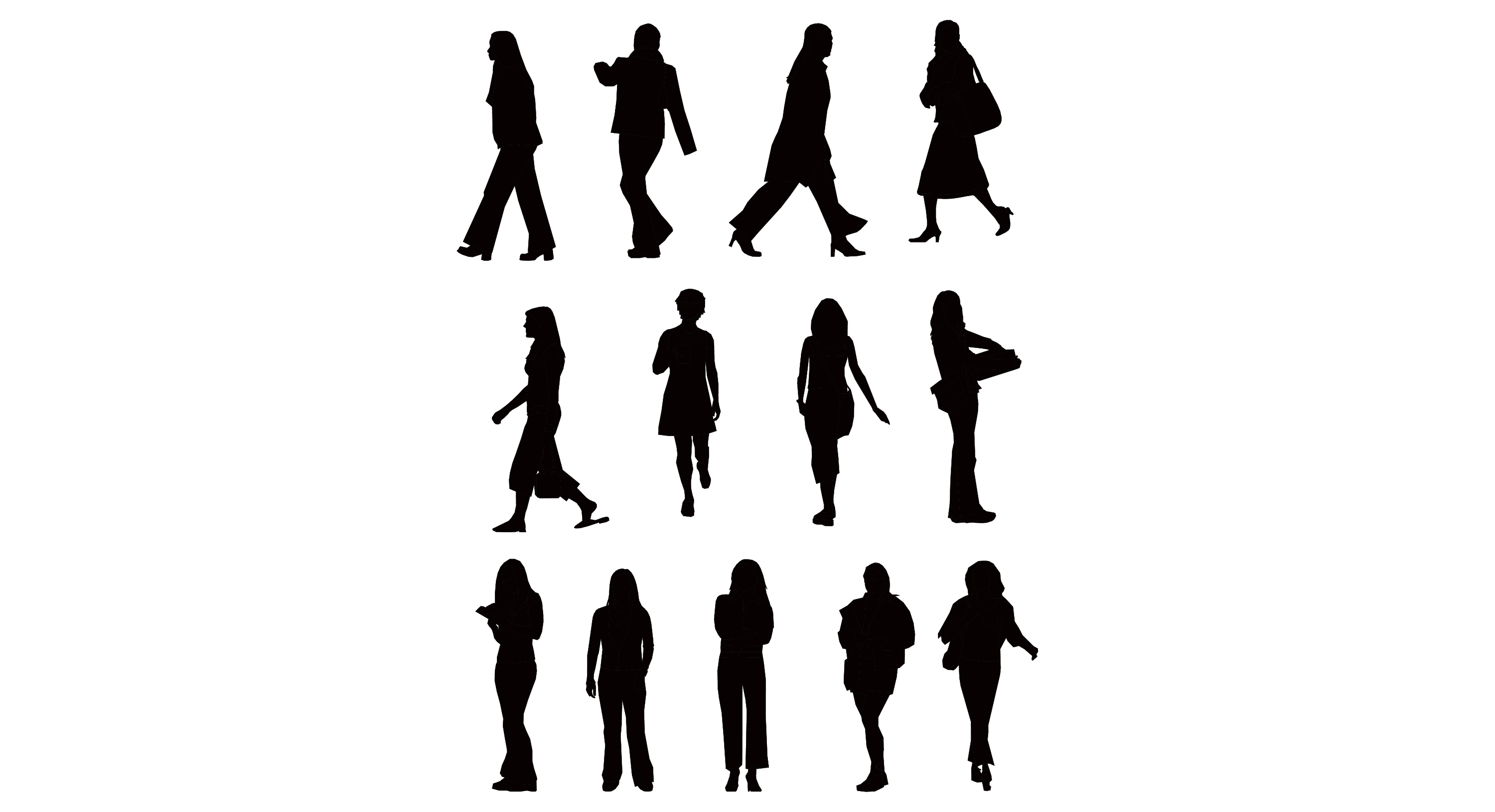 Walking People Silhouette Vector